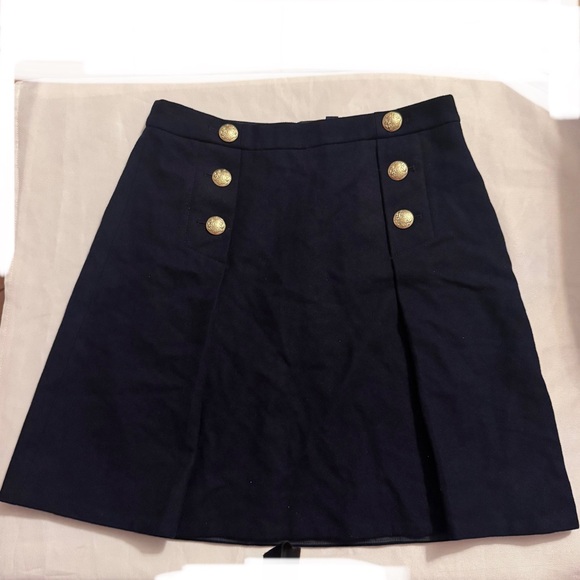 J. Crew Navy Mini Skirt with Gold Buttons - Picture 9 of 11